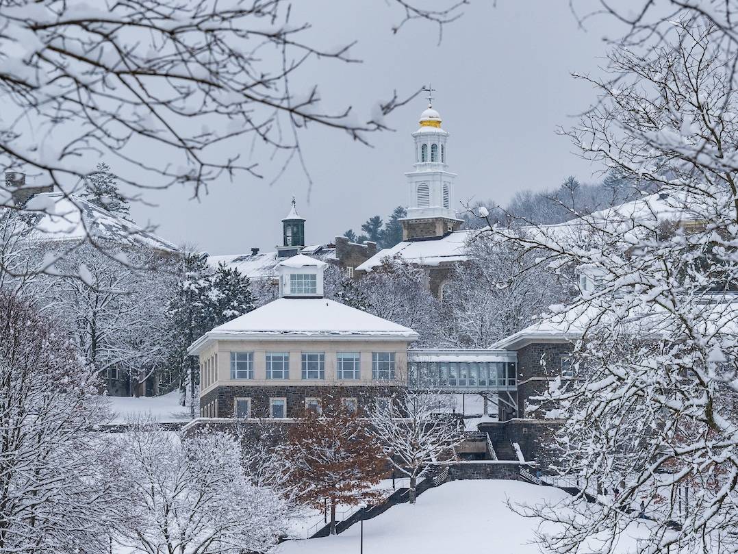 The Ʒ campus is pictured after a snowfall
